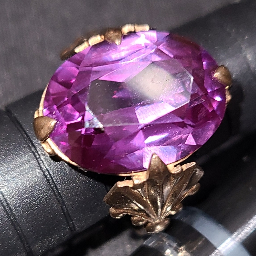 Purple stone vintage russian gold ring